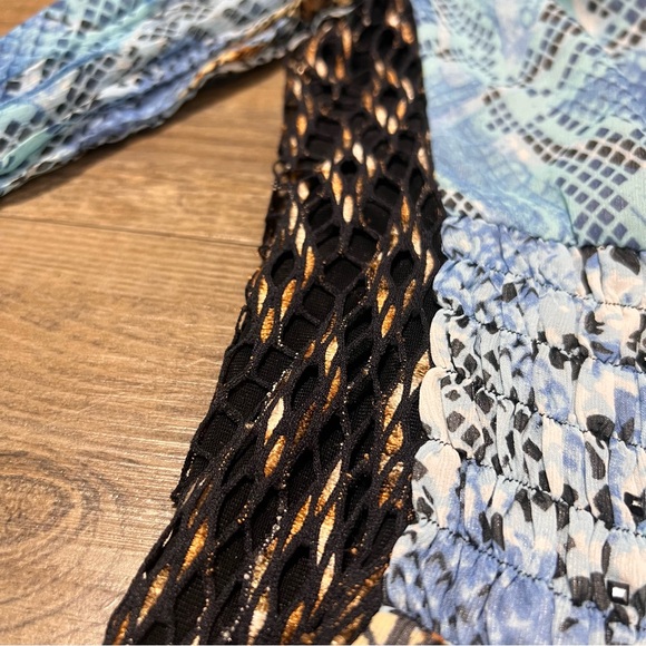 ALBERTO MAKALI Snakeskin Print Fitted Stretch Jacket Embellished Blue Size XL - Picture 8 of 14